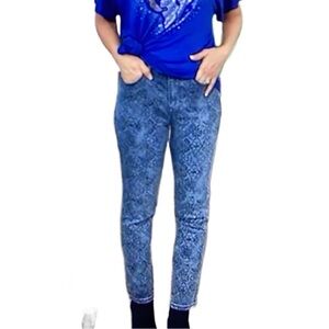 DG2 by Diane Gilman Classic Stretch Printed Skinny Jeans Chambray Tile 6 New